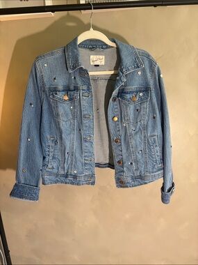 Universal Thread Light Blue Denim Jacket with Crystal Studs